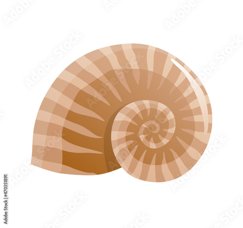 Sea shell. Colorful tropical shell underwater icon. Cartoon marine life. Seashell summer symbol concept