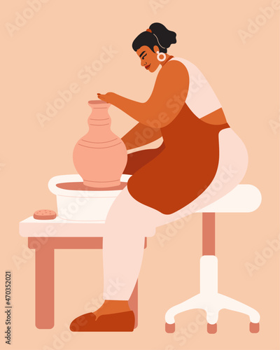 Illustration of person working on pottery wheel