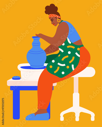 Illustration of person working on pottery wheel