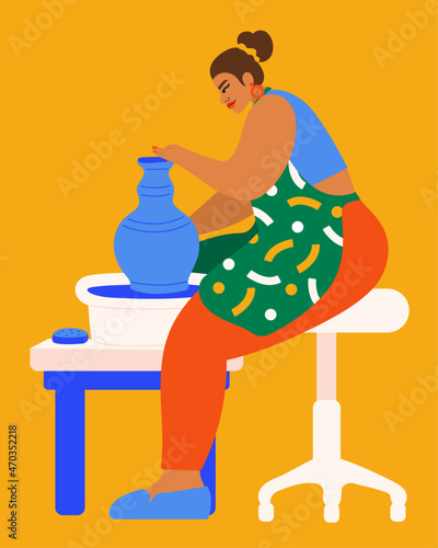 Illustration of person working on pottery wheel