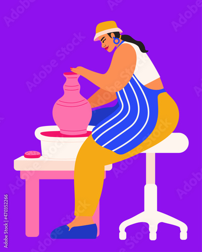 Illustration of person working on pottery wheel