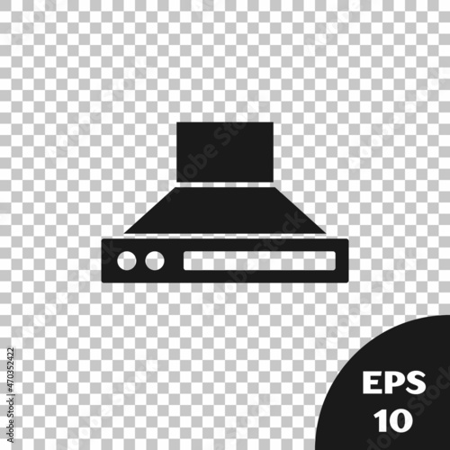 Black Kitchen extractor fan icon isolated on transparent background. Cooker hood. Kitchen exhaust. Household appliance. Vector