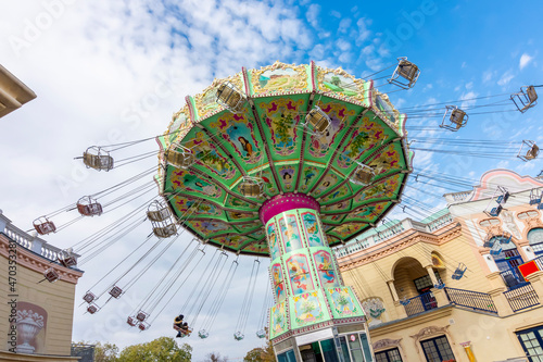 Merry-go-round in Prater amusement park, Vienna, Austria