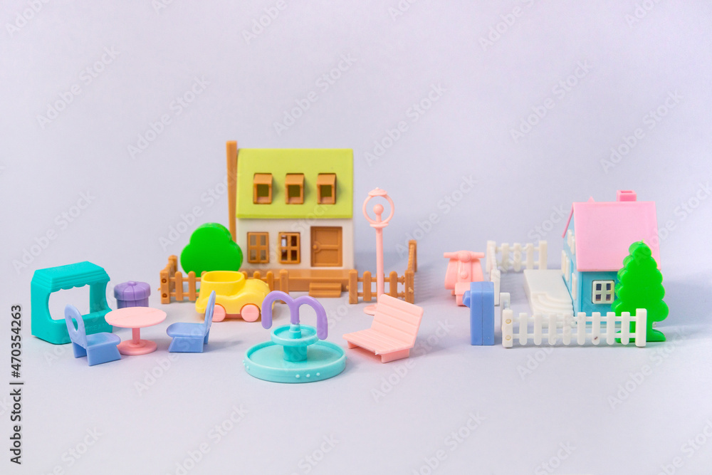 Fototapeta premium Plastic houses model of the city and environment
