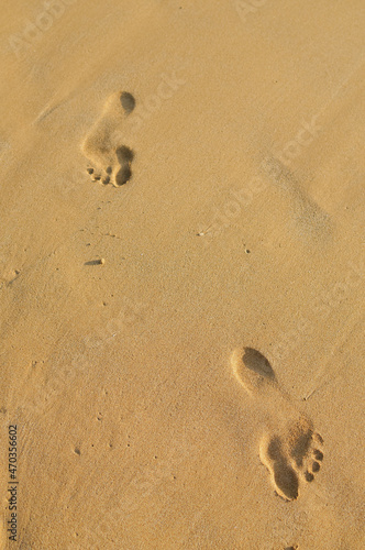 Footprint in the sandy beach 