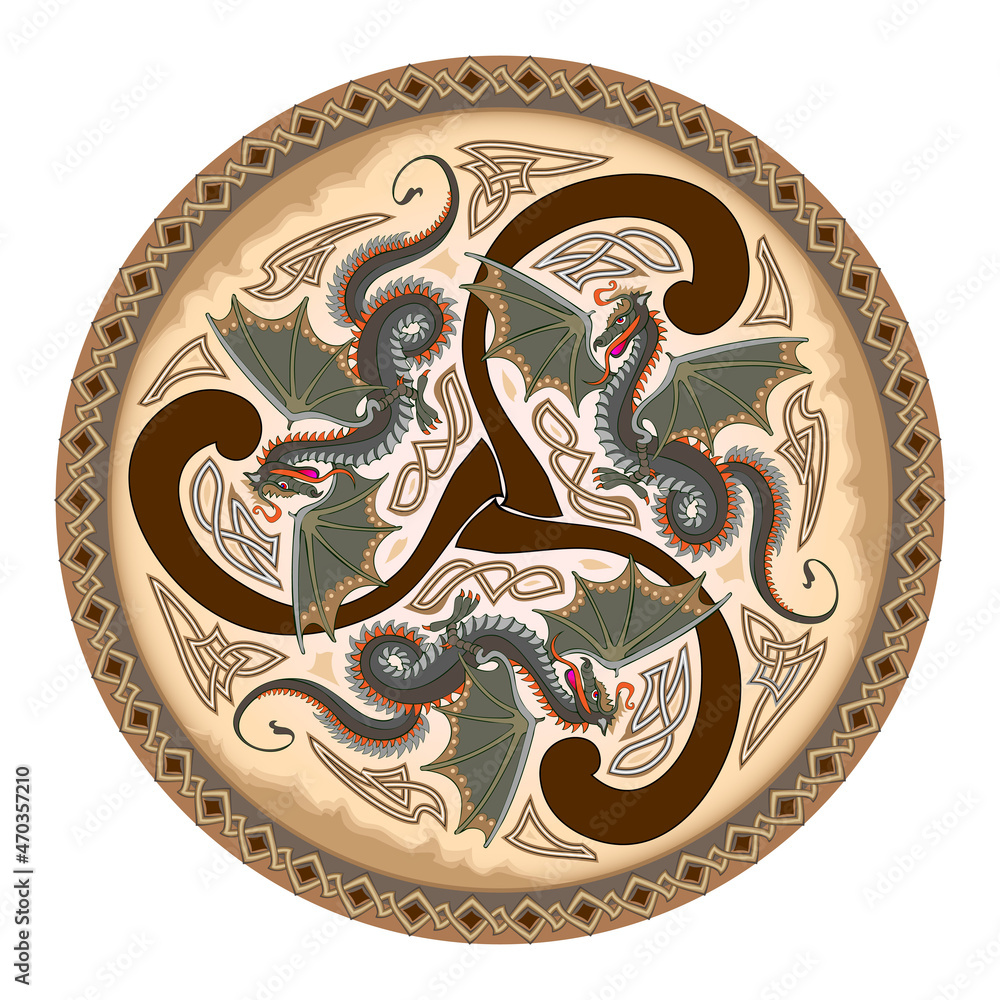 Trickle Icon Ancient Celtic symbol. Triple trickle spiral ornament with fantasy ...