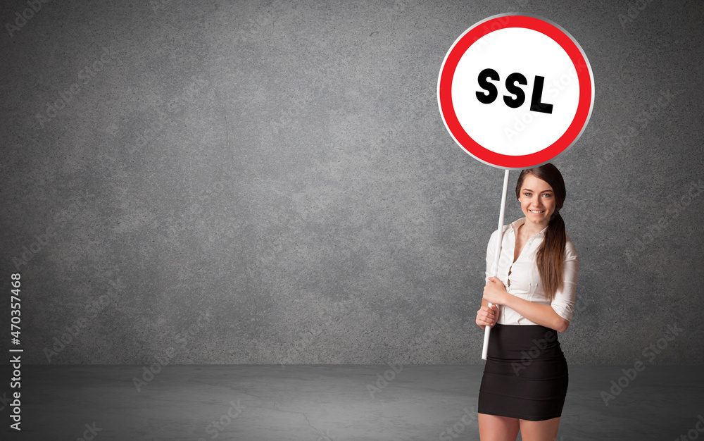 Young business person holdig traffic sign Young business person holdig traffic sign