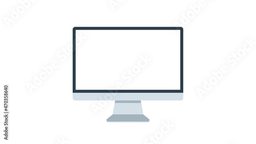 Computer monitor screen animation flat icon for apps and websites. Blank computer monitor 4k video alpha channel animation icon.