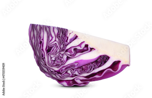 Canvas Print Sliced of red cabbage isolated on white background