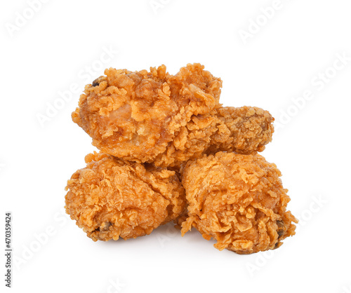 Fried chicken legs isolated on white background.