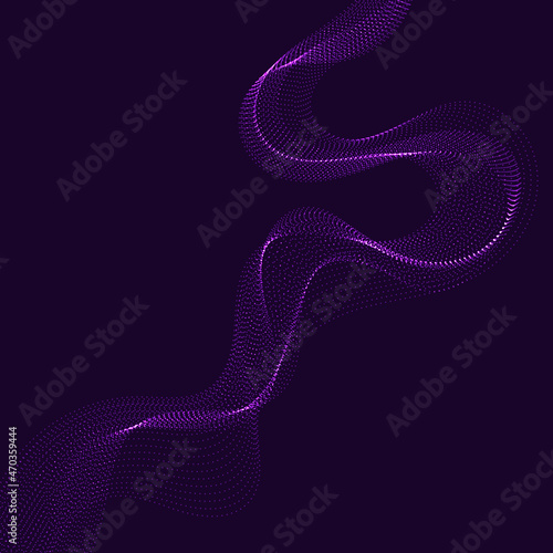 Abstract design element of wave.Abstract wave shaped array of glowing dots.Flowing particle waves.eps 10
