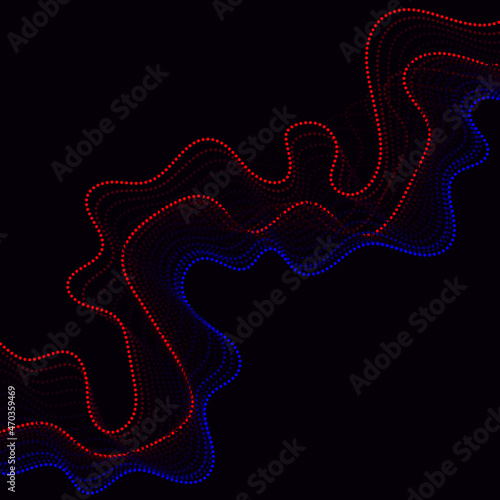 Abstract 3d wave particle line. Background big data visualization futuristic technology. Vector illustration. eps 10