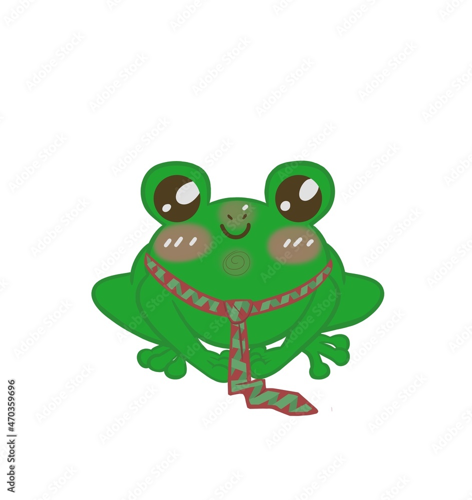 Fototapeta premium little cute frog wearing a red tie