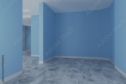 empty room interior 3d rendering 