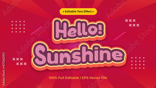 Hello Sunshine text typography style effect Premium Vector