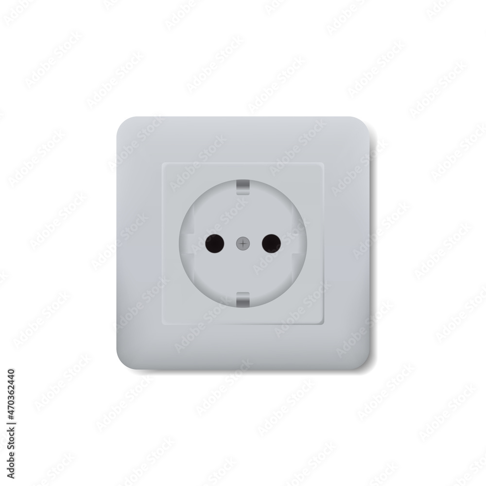 Realistic wall socket. Vector realistic 3d illustration. Socket on wall. Realistic wall socket. Vector realistic 3d illustration. Socket on wall.