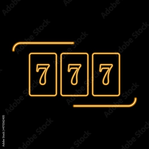 777 neon sign, modern glowing banner design, colorful modern design trends. Vector illustration.