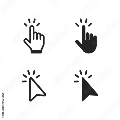 Click cursor. Arrow vector icon. Pointer vector. Simple style. Hand Pressing.