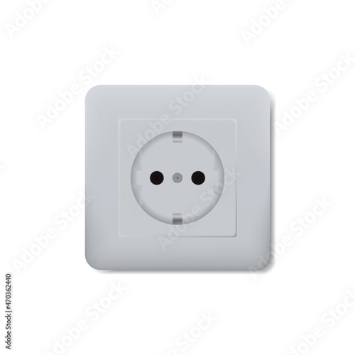 Realistic wall socket. Vector realistic 3d illustration. Socket on wall.