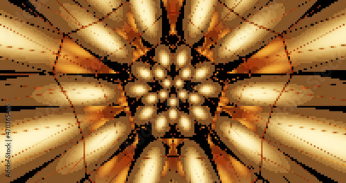 Render with abstract yellow black pixel background