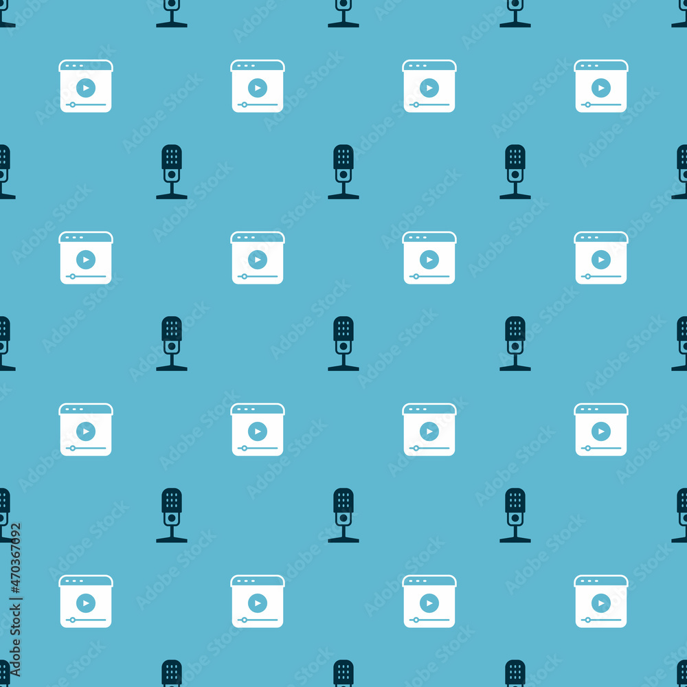 Set Microphone and Live stream on seamless pattern. Vector Set Microphone and Live stream on seamless pattern. Vector