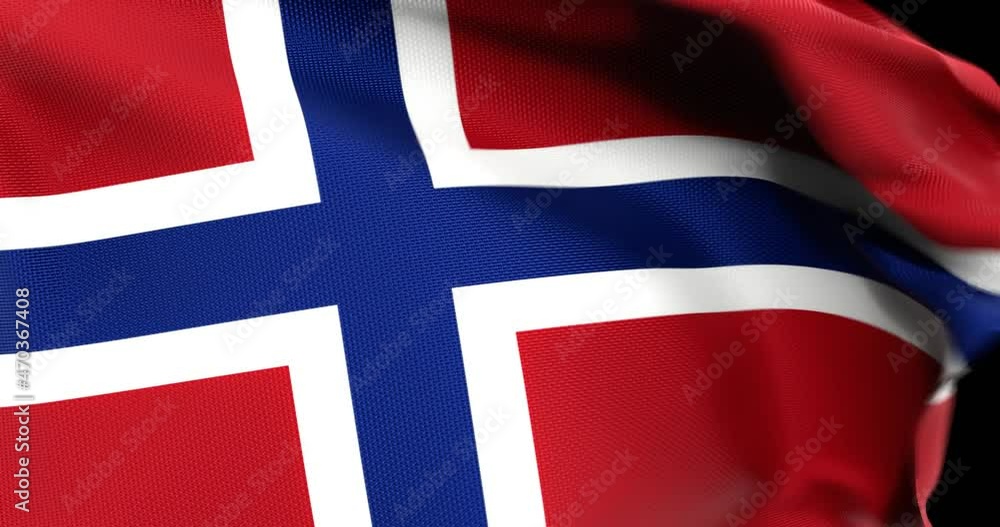 Flag of Norway Waving 3D Animation Close up, 4K UHD 60 FPS 