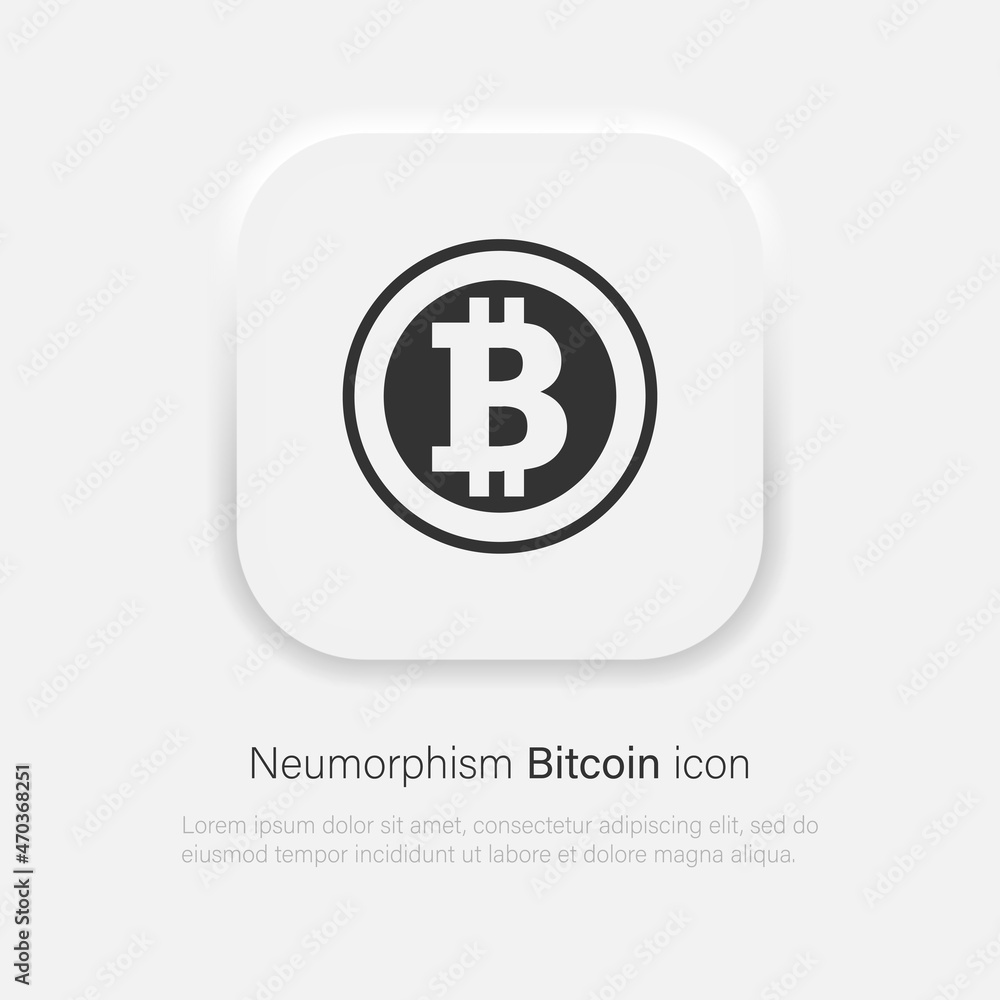 Bitcoin sign icon for internet money. Crypto currency coin symbol in trendy neumorphism style. Vector EPS 10 Bitcoin sign icon for internet money. Crypto currency coin symbol in trendy neumorphism style. Vector EPS 10
