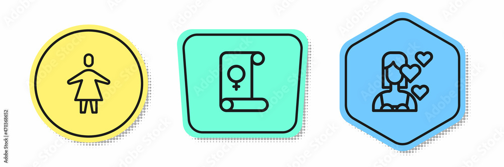 Set line Female, Feminism and Love yourself. Colored shapes. Vector Set line Female, Feminism and Love yourself. Colored shapes. Vector