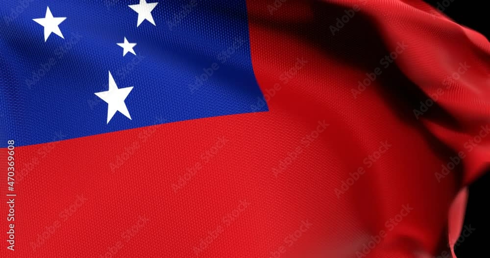 Flag of Samoa Waving 3D Animation Close up, 4K UHD 60 FPS Flag of Samoa Waving 3D Animation Close up, 4K UHD 60 FPS