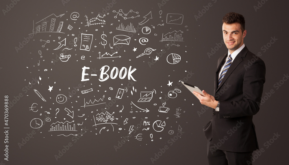 Businessman thinking with educational inscription Businessman thinking with educational inscription