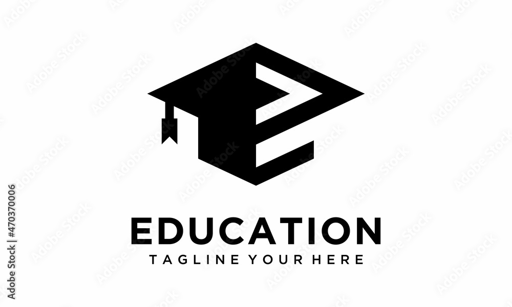 Initial Letter e Graduation Hat Education Study Academy College Logo Design vector template.on a white background. Initial Letter e Graduation Hat Education Study Academy College Logo Design vector template.on a white background.