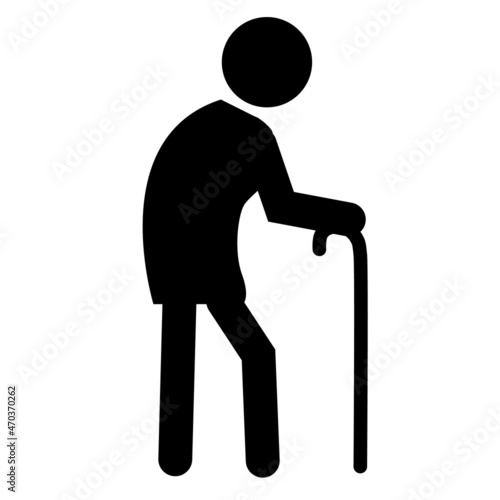old man on white background. Elder sign. Old people walk symbol. flat style.