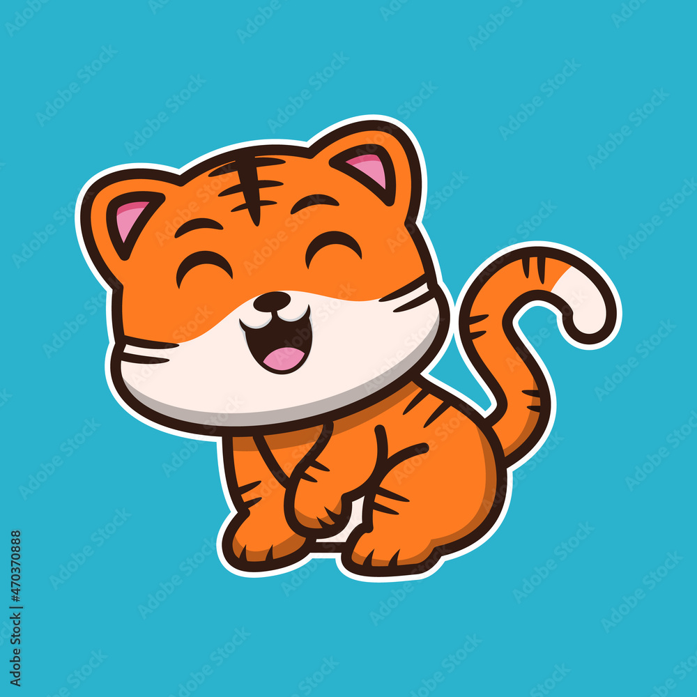 Obraz premium cute tiger . cute animal illustration