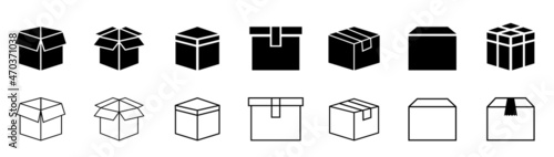 Box simple icon collection. shipping, delivery box, or container icons. Carton box icons. Delivery icon. Vector illustration
