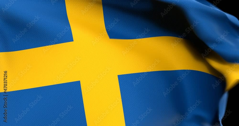 Flag of Sweden Waving 3D Animation Close up, 4K UHD 60 FPS Flag of Sweden Waving 3D Animation Close up, 4K UHD 60 FPS