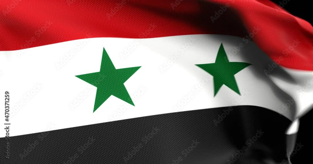 Flag of Syria Waving 3D Animation Close up, 4K UHD 60 FPS Flag of Syria Waving 3D Animation Close up, 4K UHD 60 FPS