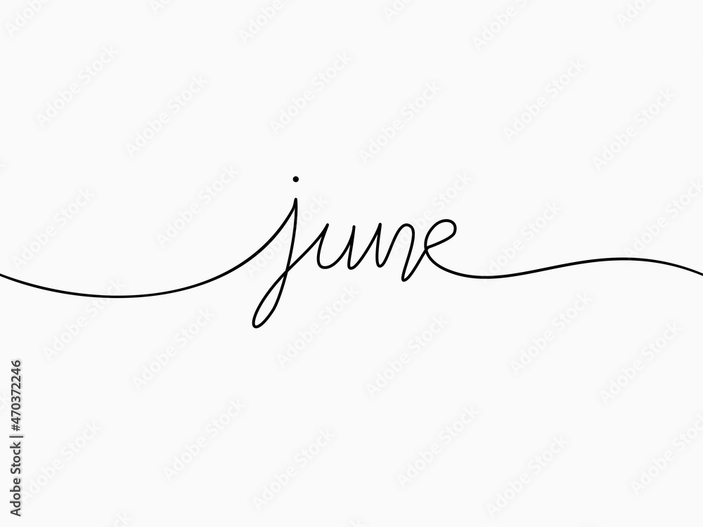 simple black June text calligraphic lettering continuous lines element for month theme like header, background, banner, cover, card, label, wallpaper, wrapping paper etc. vector design. simple black June text calligraphic lettering continuous lines element for month theme like header, background, banner, cover, card, label, wallpaper, wrapping paper etc. vector design.