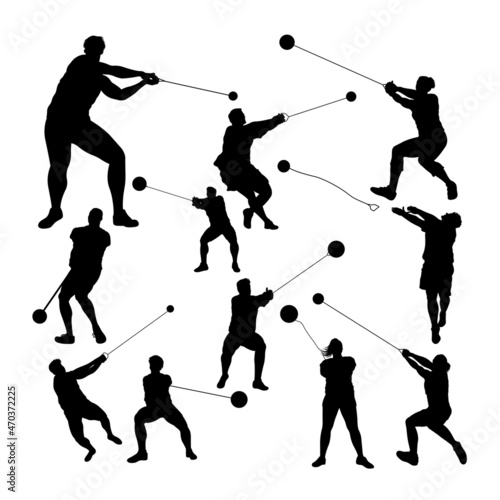Hammer thrower athlete silhouettes. Good use for symbol, logo,  icon, mascot, sign, or any design you want.