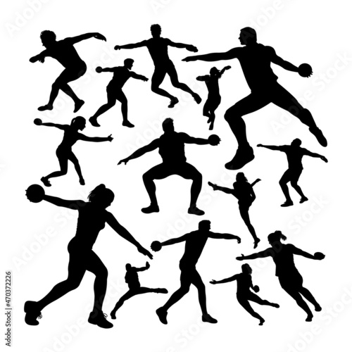 Discus thrower athlete silhouettes. Good use for symbol, logo,  icon, mascot, sign, or any design you want. photo