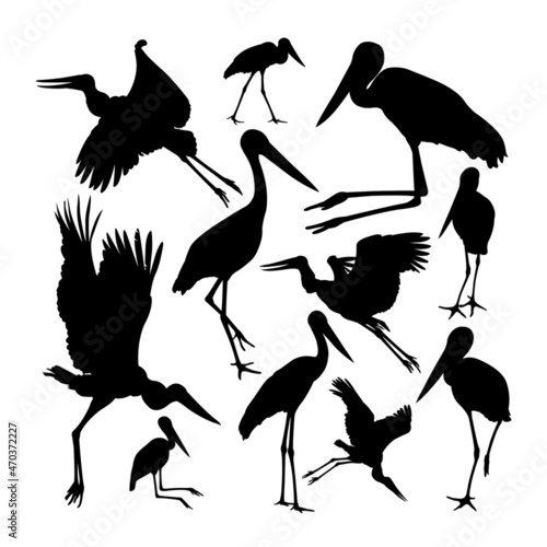 Jabiru bird animal silhouettes. Good use for symbol, logo,  icon, mascot, sign, or any design you want.
