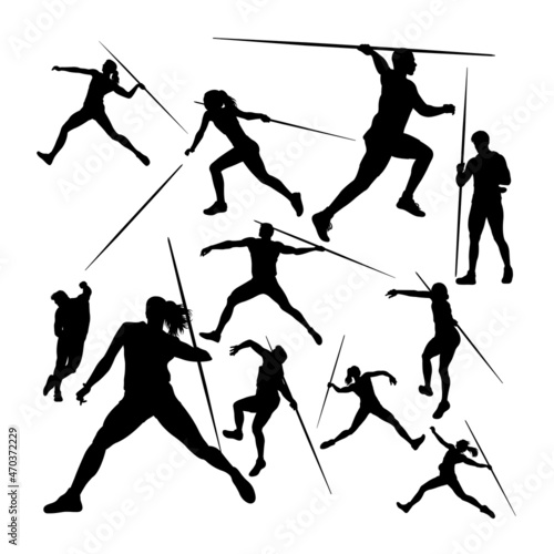  Javelin thrower athlete silhouettes. Good use for symbol, logo,  icon, mascot, sign, or any design you want.