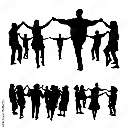Silhouettes of sardana dancing. Good use for symbol, logo,  icon, mascot, sign, or any design you want. photo
