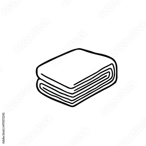 Vector black and white folded towel or a piece of fabric