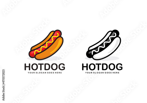 Valokuvatapetti Hot dog logo set