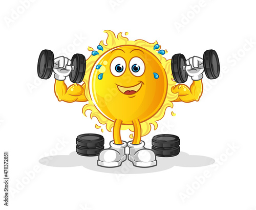 sun weight training illustration. character vector