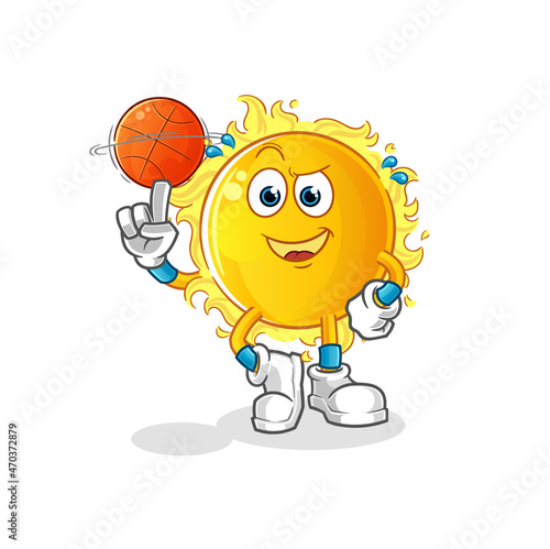 sun playing basket ball mascot. cartoon vector