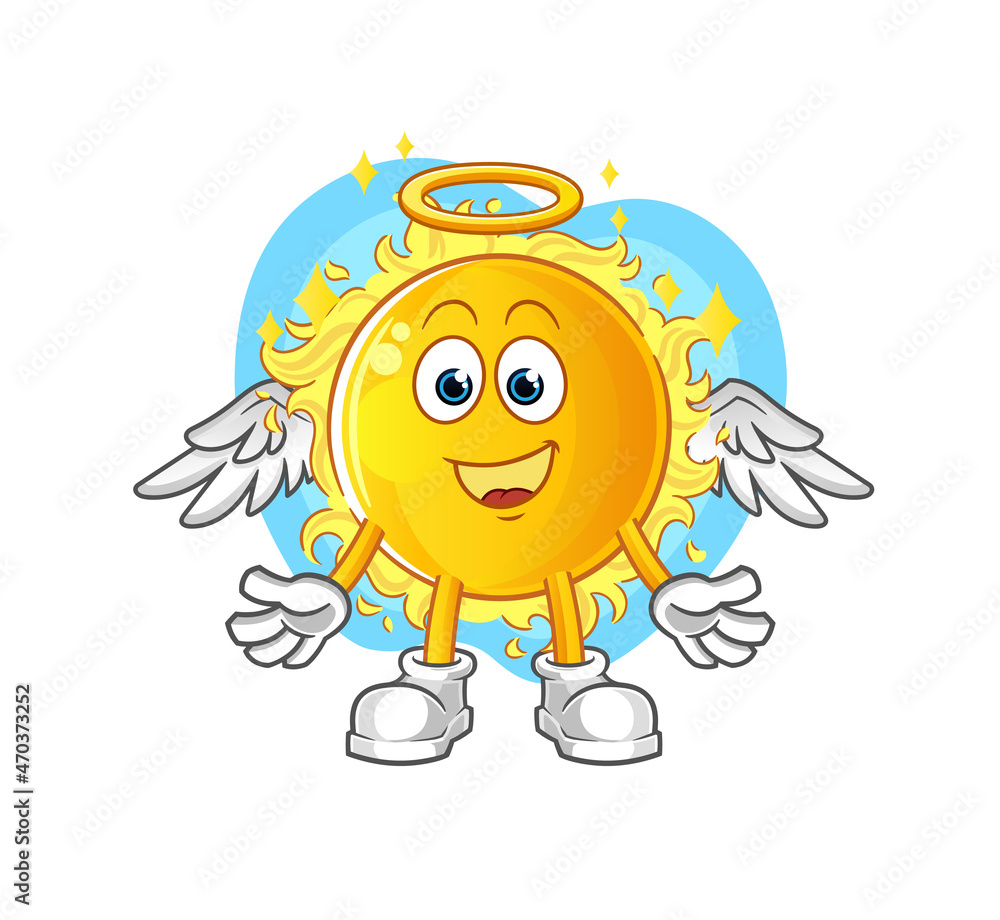 Fototapeta premium sun angel with wings vector. cartoon character