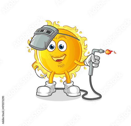 sun welder mascot. cartoon vector