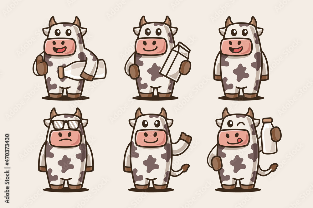 Collection of Cartoon Cow Character Collection of Cartoon Cow Character