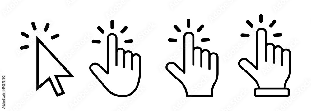 Computer mouse click cursor gray arrow icons set and loading icons ...